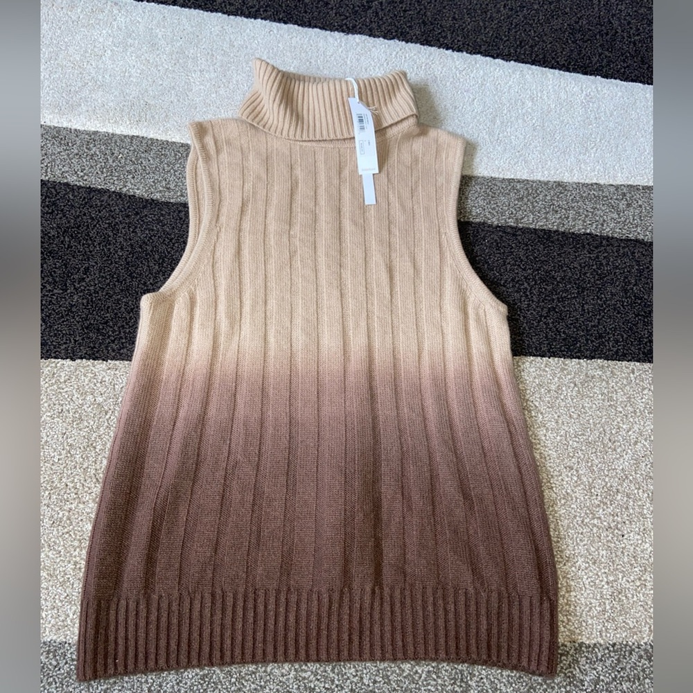 Trina Turk Onassis Knit Top Women's Sz L Turtleneck Brown Ombre NWT